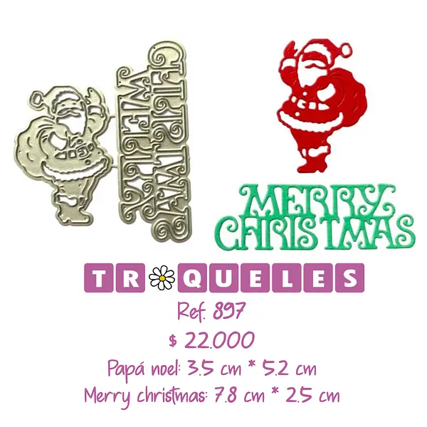 T0897 Troquel Papa Noel Y Merry Christmas