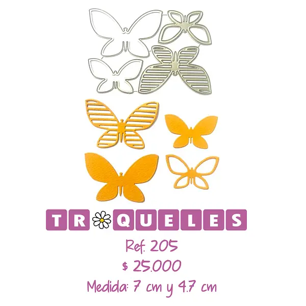T0205 Troquel Mariposas * 4 Pz