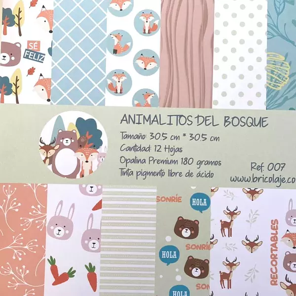 Block de Papel Animalitos A Una Cara 30.5 Cm *30.5 Cm