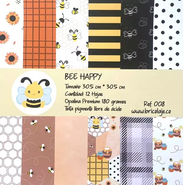 Bee Happy - Block de Papel A Una Cara 30.5 Cm * 30.5 Cm