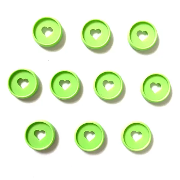 Discos Corazon Verde Limon Pastel 2.8 Cm * 10 Pz