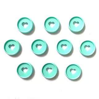 Discos Corazon Verde Menta 2.8 Cm * 10 Pz