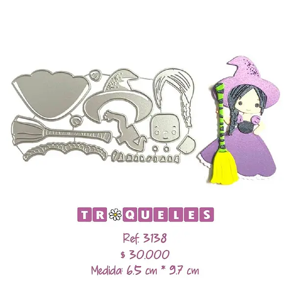 3138 Troquel Niña Bruja con Escoba