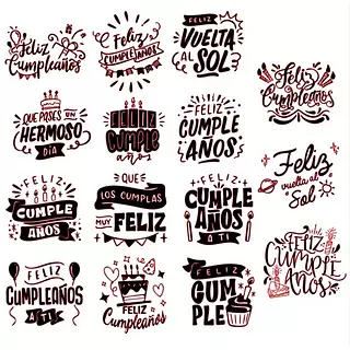 Archivo Stickers Feliz Cumpleaños (15 Diseños)