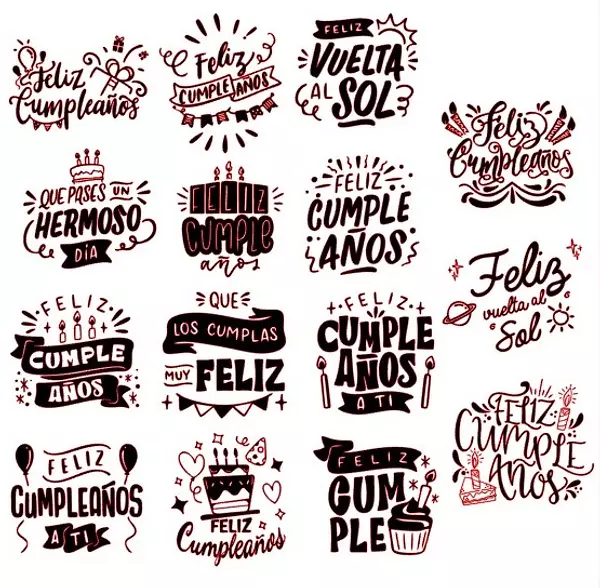 Archivo Stickers Feliz Cumpleaños (15 Diseños)