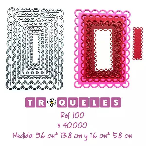 100 Troquel Rectángulos Con Ondas * 6 Pz