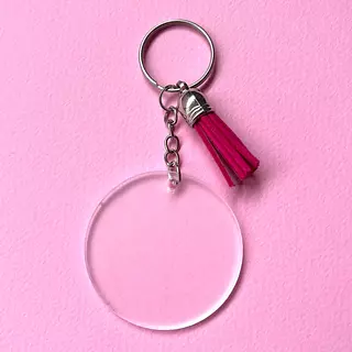 12 Llavero De Acrilico Circular Con Herraje Metalico Y Borla
