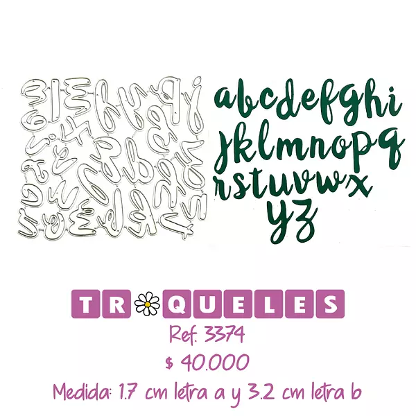3374 Troquel Abecedario Cursiva