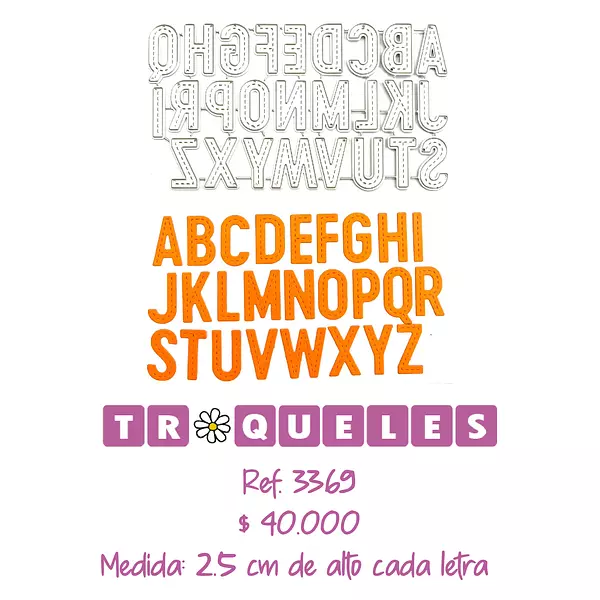 3369 Troquel Abecedario Mayuscula con Pespunte