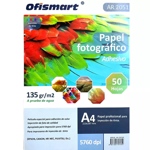 Papel Fotografico Adhesivo 135 Gr * 50 Hojas