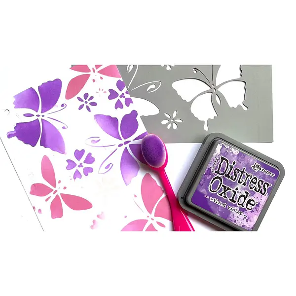 Estampando stencils, distress oxide y aplicadores 