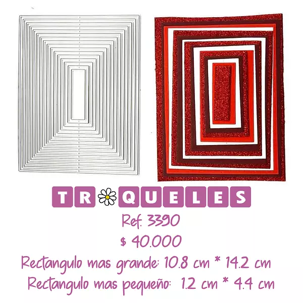 3390 Troquel Rectangulos Basicos * 16 Pz