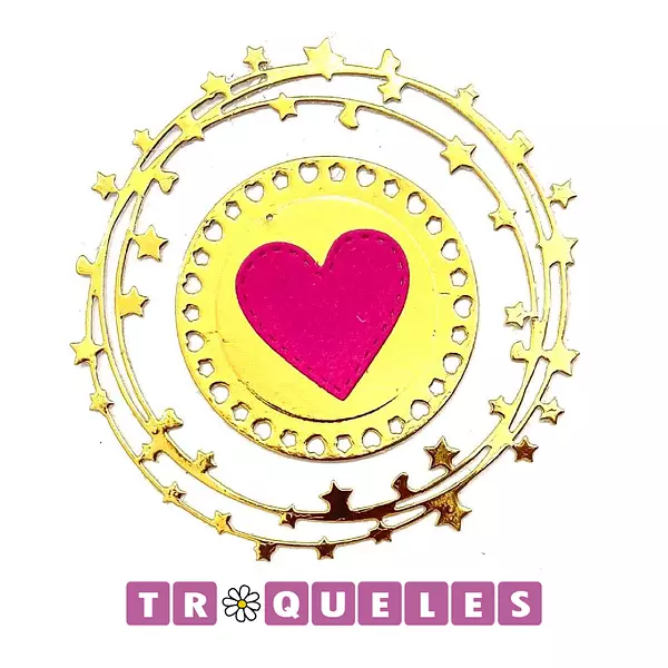 3439 Troquel Circulo Estrellas Y Corazon