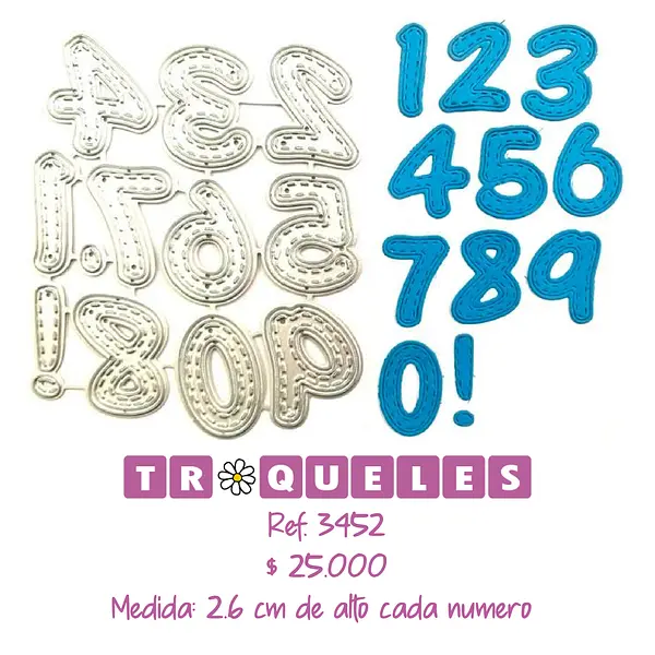 3452 Troquel Números con Pespunte