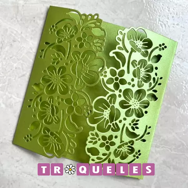 3454 Troquel Borde Invitaciones Flores
