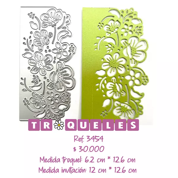 3454 Troquel Borde Invitaciones Flores