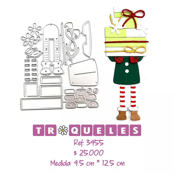 3455 Troquel Niña con Regalos Navidad