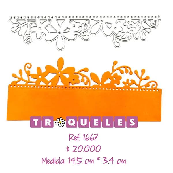 T1667 Troquel Borde Flores