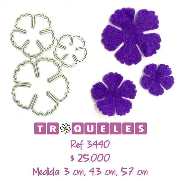 3440 Troquel Flores con Ondas * 3 Pz