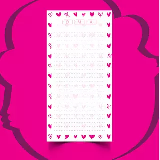 100 Hojas para Libretas Corazones Magenta