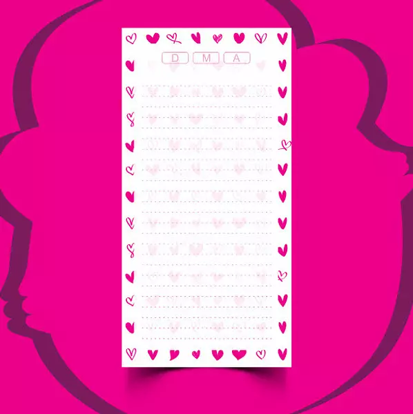 100 Hojas para Libretas Corazones Magenta