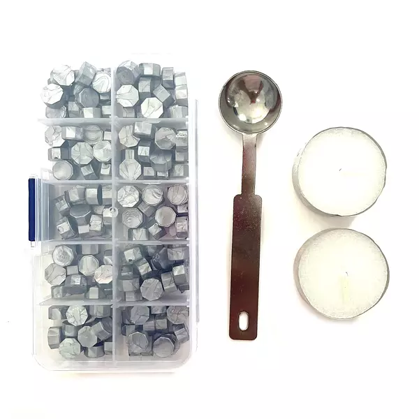 Kit De Sellado Lacre Plateado * 150 Cuentas