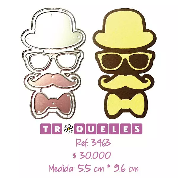 3463 Troquel Gafas, Sombrero y Bigote